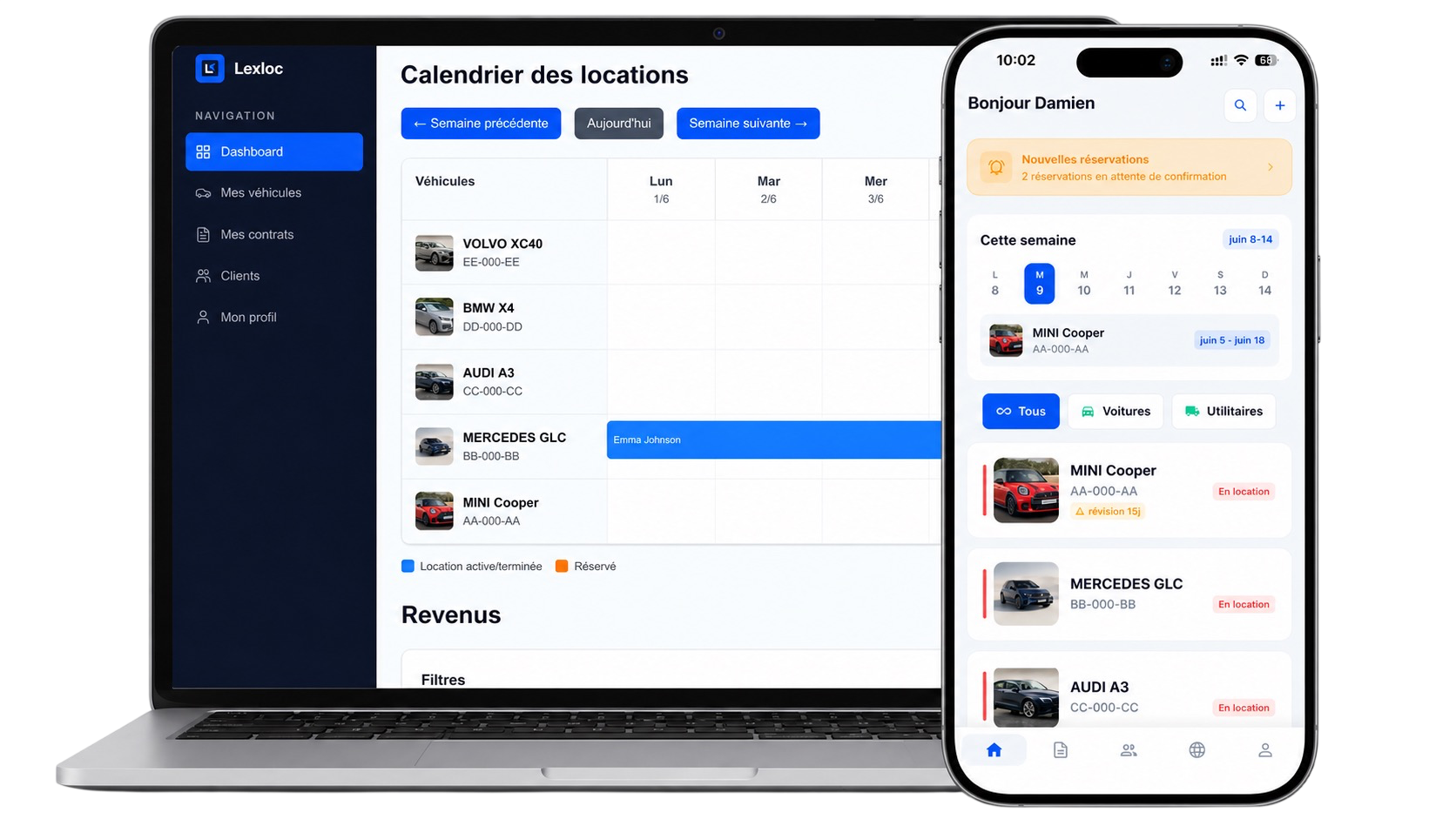 Application Lexloc pour la gestion de flotte automobile sur mobile - Logiciel SaaS pour loueurs de véhicules professionnels